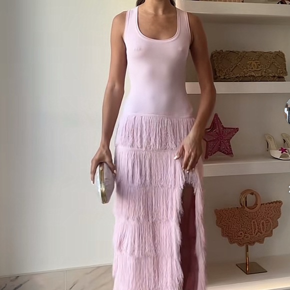 Aknvas Dresses & Skirts - Aknvas Pink Fringe Dress